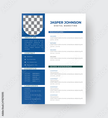 Clean Modern Resume and Cover Letter Layout Vector Template for Business Job Applications, Minimalist resume cv template,  
Resume design template, cv design, multipurpose resume design