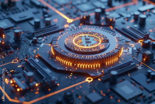 Industrial Fusion, BTC Coin Illuminated on Semiconductor Chipset
