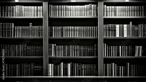 reading library books black and white