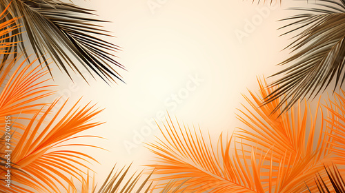 Palm plant border form  square plant frame with copy space