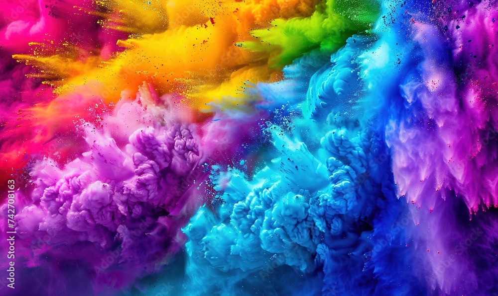 Rainbow blast holi colorful powder explosion, holi festival