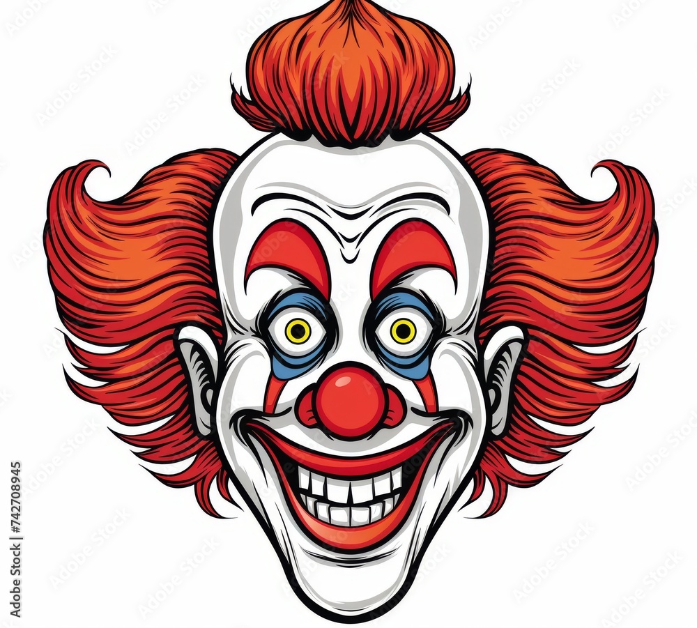 Clown smiling, colorful, playful jest