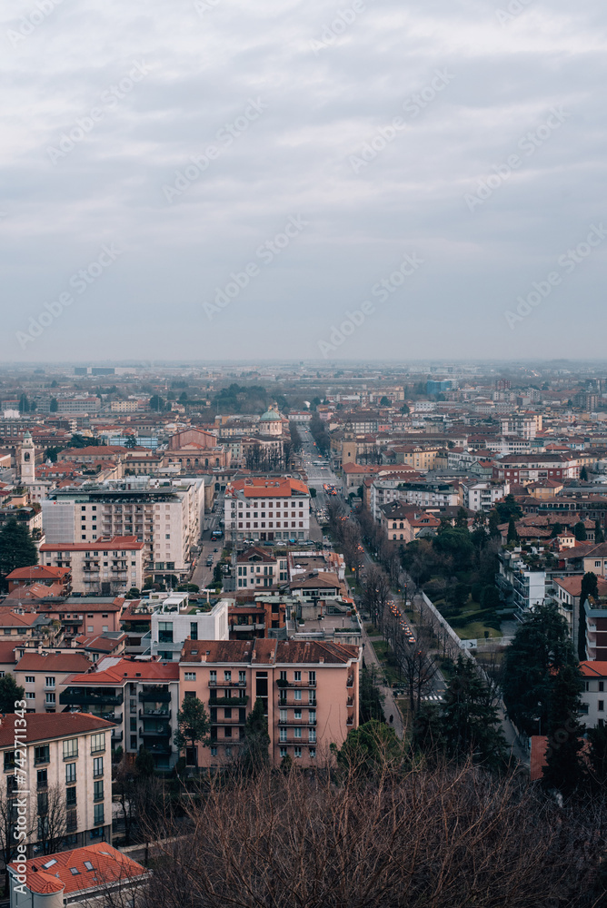 Panoramic view of Bergamo, Italy. Landscape