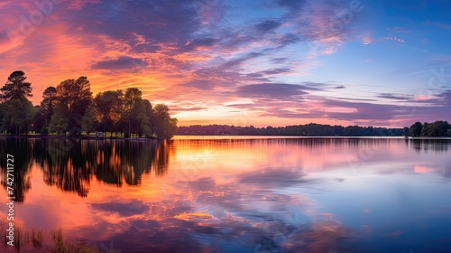 water lake sunrise panoramic