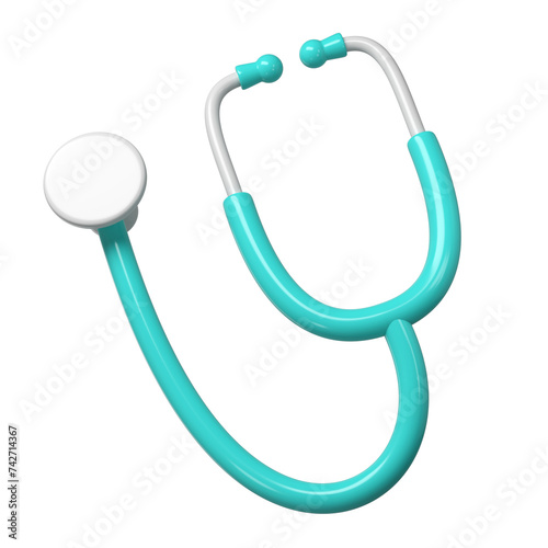 3d turquoise stethoscope icon. Render Illustration medical tool. Symbol concept of healthcare industry