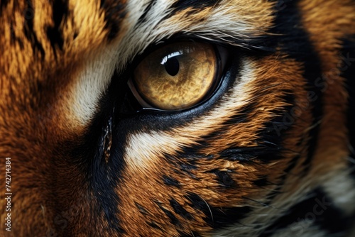 Detailed close up of a tiger s eye  perfect for wildlife concepts