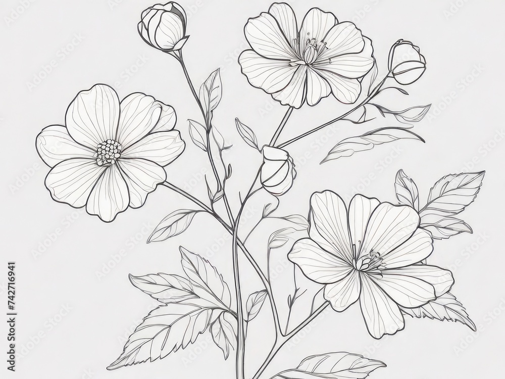 tree branch line floral hand-drawn sketch tree branch line floral hand-drawn sketch