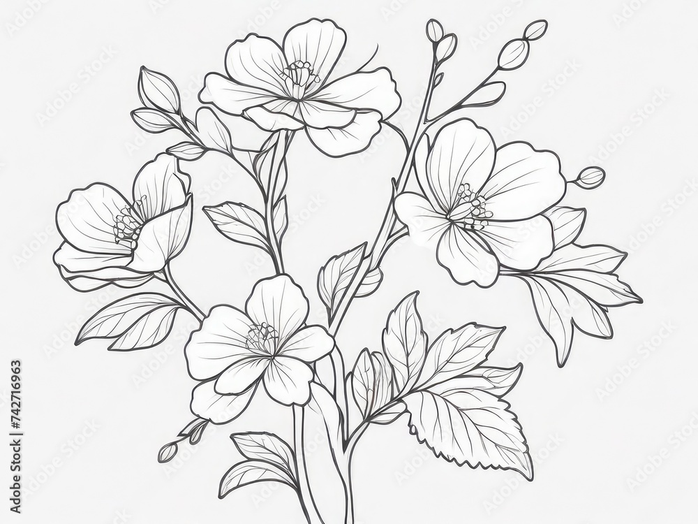 tree branch line floral hand-drawn sketch tree branch line floral hand-drawn sketch