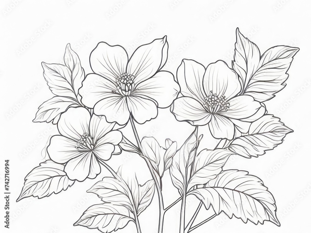tree branch line floral hand-drawn sketch