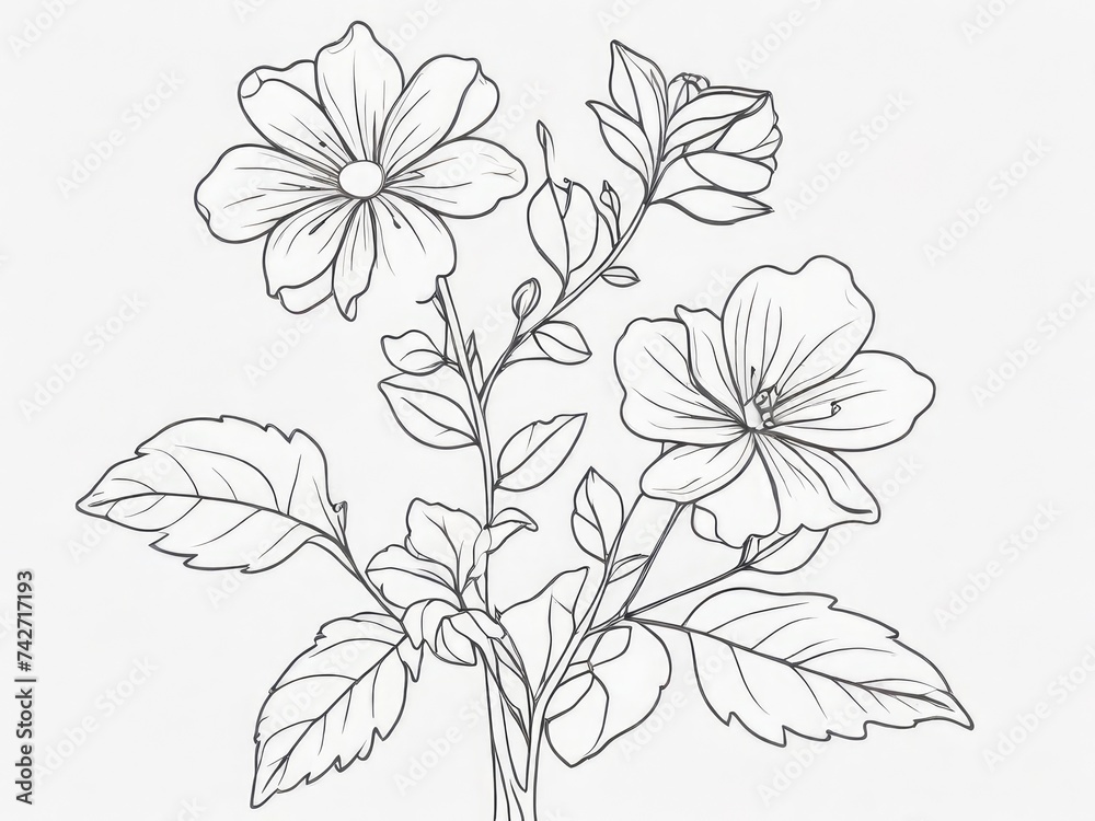 Hand drawn flat design simple flower outline Hand drawn flat design simple flower outline