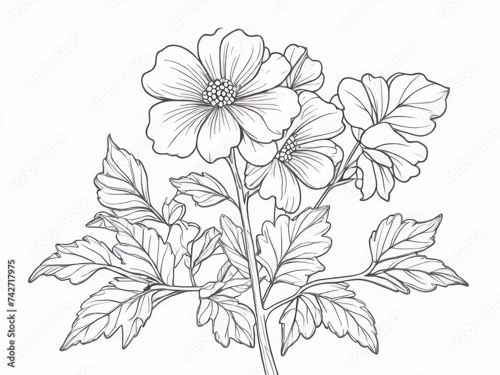 Fototapeta premium tree branch line floral hand-drawn sketch