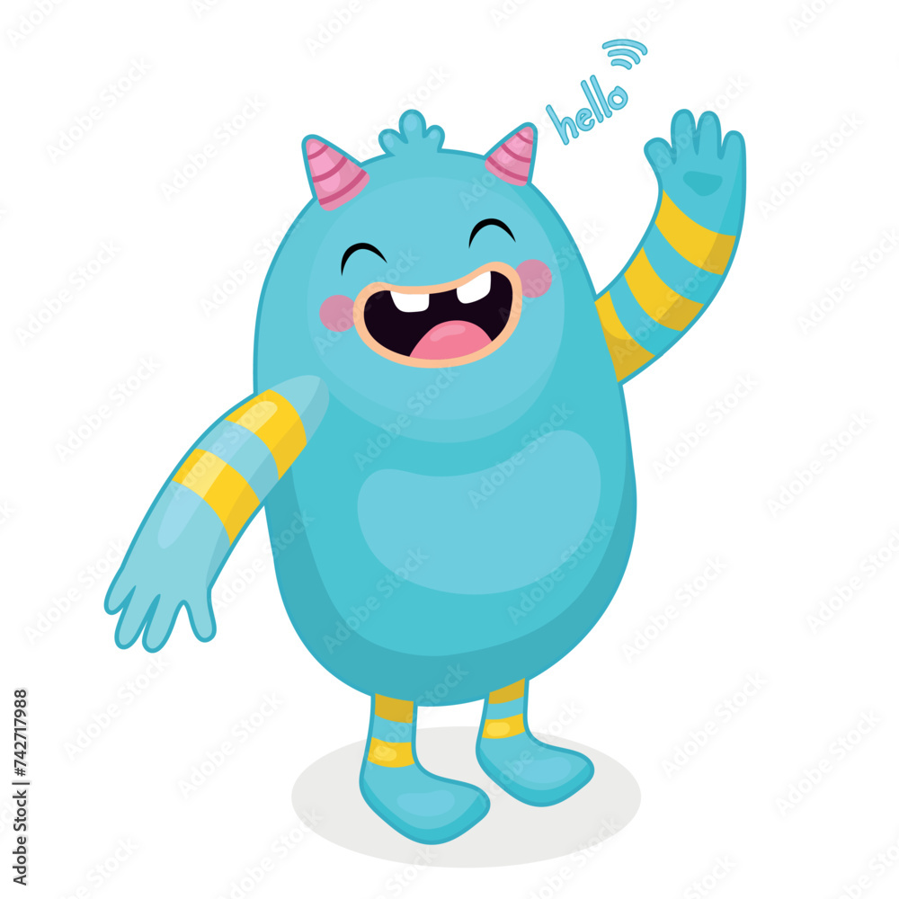 Alien. Cute Monster With Horns Vector Alien. Cute Monster With Horns Vector