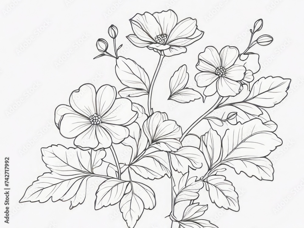 tree branch line floral hand-drawn sketch