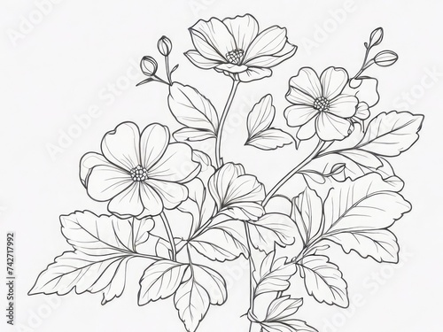 tree branch line floral hand-drawn sketch