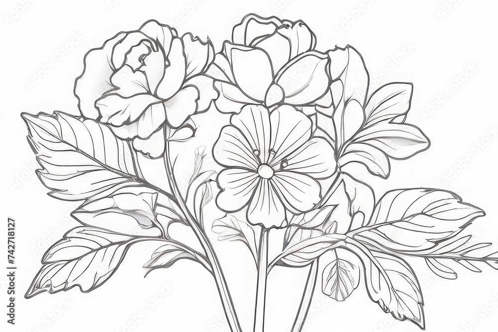 Hand drawn flat design simple flower outline Hand drawn flat design simple flower outline