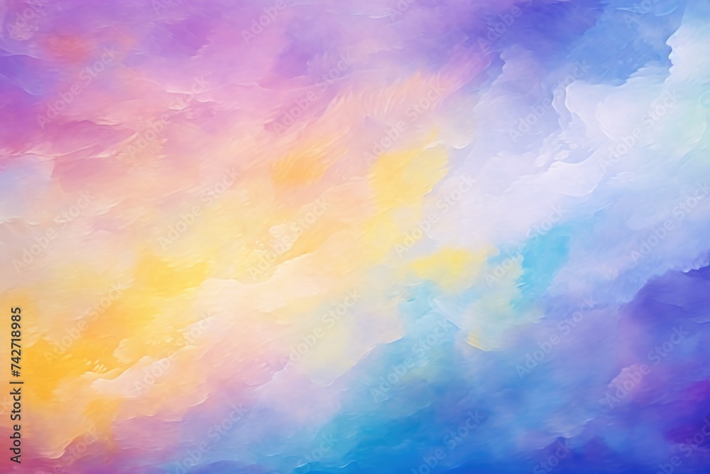 Vibrant painting of a sky filled with colorful clouds. Suitable for various design projects