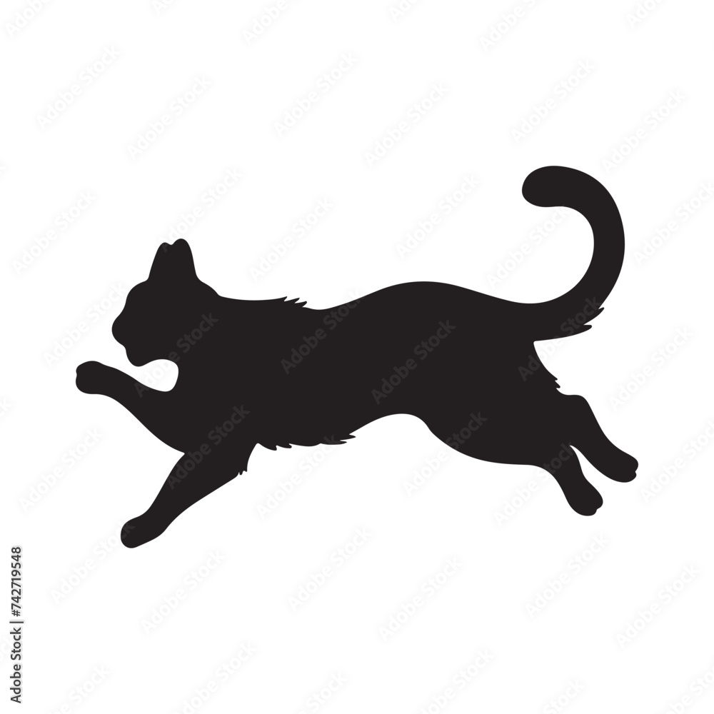 cat silhouette vector illustration with fully editable