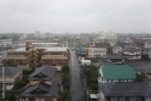 Narita small city in Japan. Gloomy weather