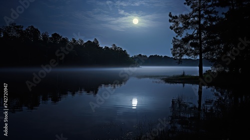 reflection moonlight lake