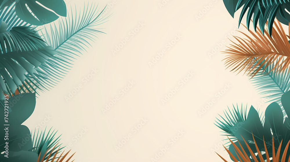 Close up of palm leaves on background