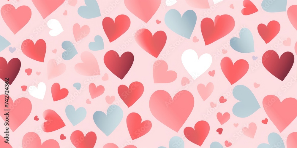 A collection of hearts on a soft pink background. Suitable for Valentine's Day or love-themed designs
