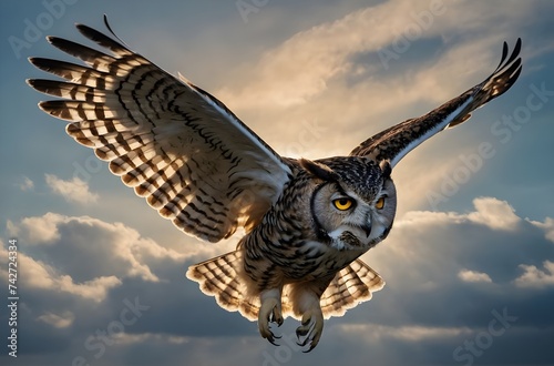 Golden Gaze: The Majestic Owl’s Nocturnal Hunt Begins, generative AI