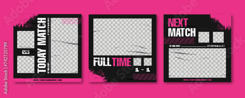 Sport social media post template , Football Match day , Full time , Next match Best player	