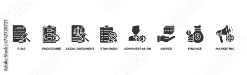 Guideline banner web icon vector illustration concept with icon of rule, procedure, legal document, standard, administration, advice, finance, marketing