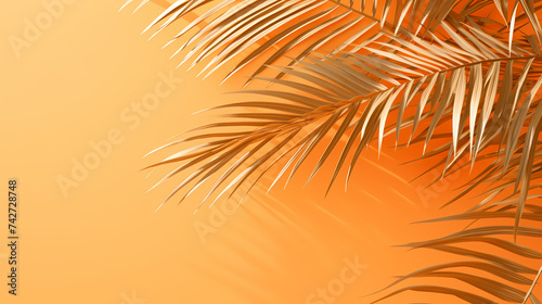 Close up of palm leaves on background