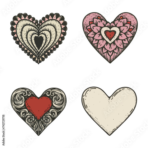 Beautiful vector heart illustration set