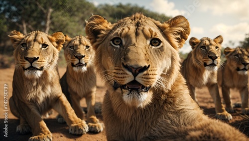 lionesses taking selfie
