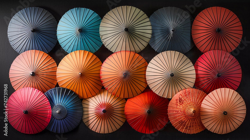 Assortment of Traditional Japanese Umbrellas