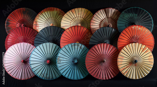 Assortment of Traditional Japanese Umbrellas