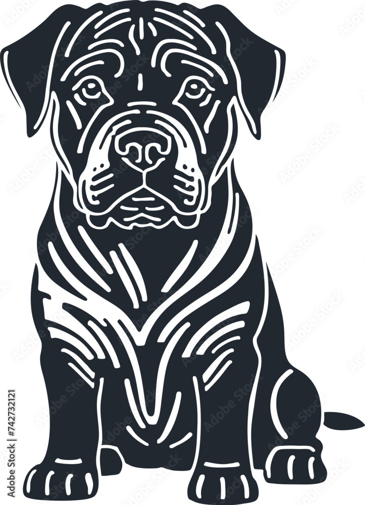 Young mastiff puppy, vector illustration