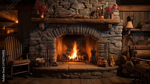 rustic cabin fireplace