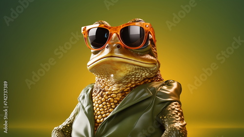 Stylish Toad on a green background illustration.