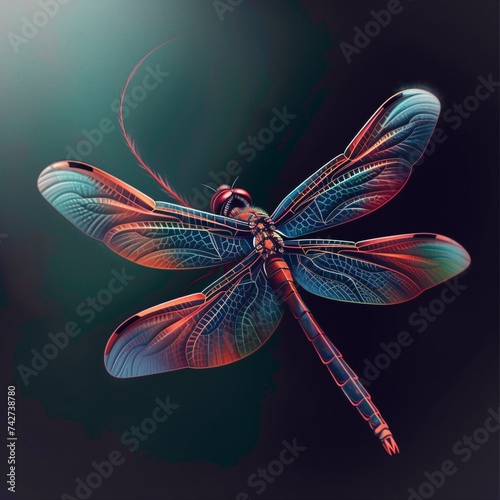 A captivating vector portrayal of a dragonfly, expressing both delicacy and the freedom of flight. © HASHMAT