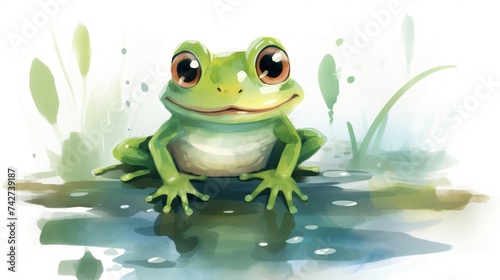 Frog watercolor white background © ArtStockVault