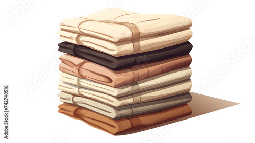 Flat illustration stack of clothes in a nude color on a white background