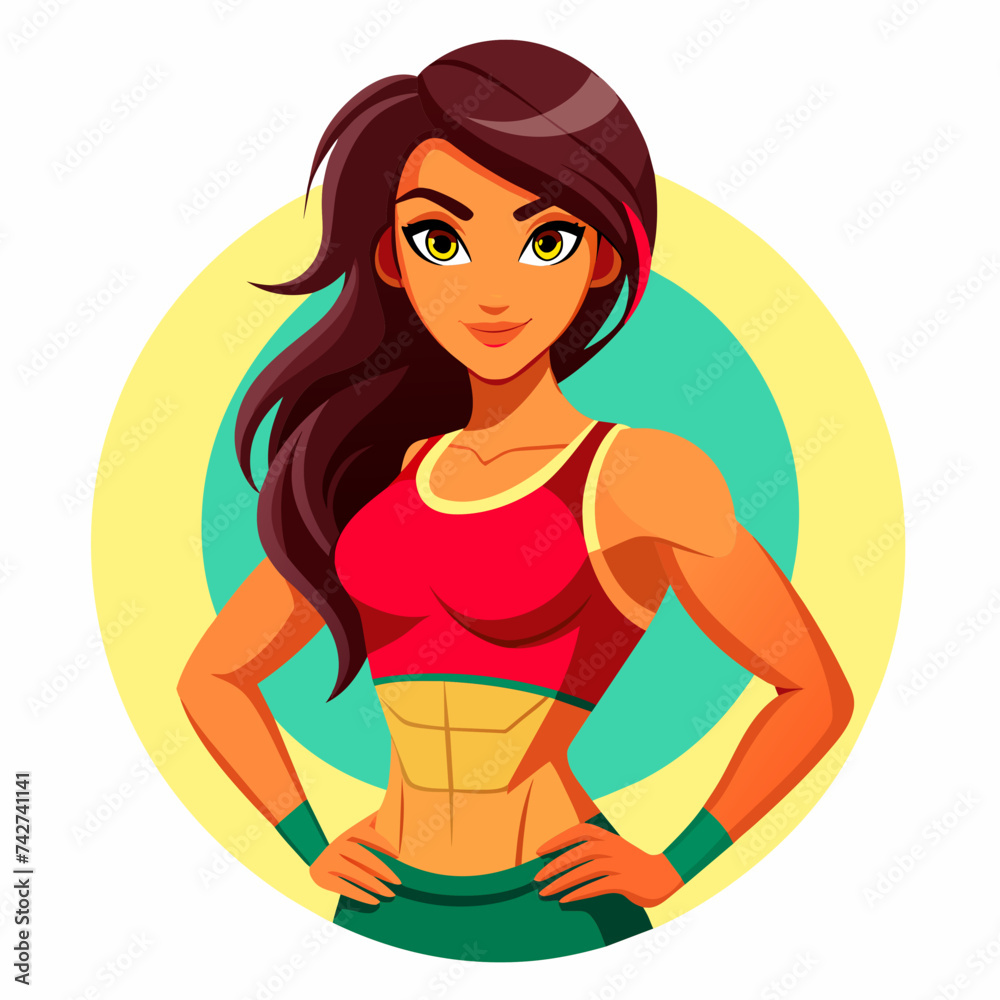 Beautiful Girl Fitness body gym illustration 