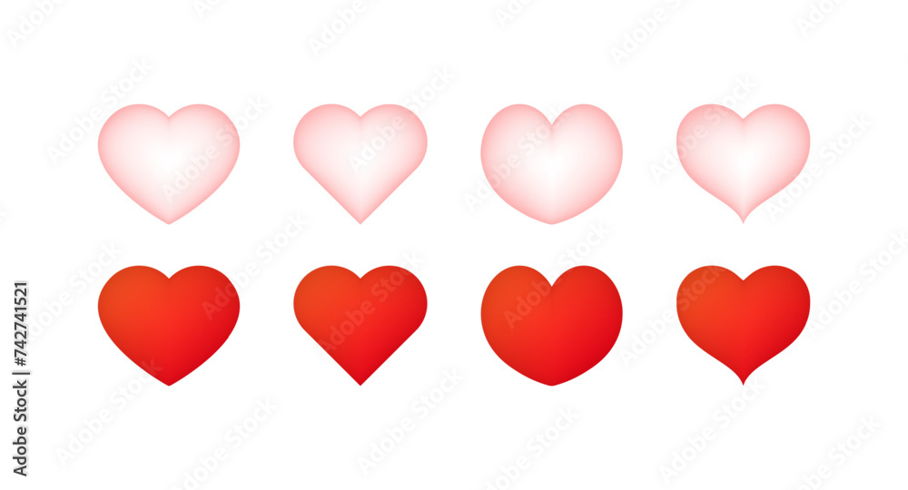 Heart icon set. Flat style. Vector icons
