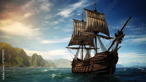 treasure old pirate ship