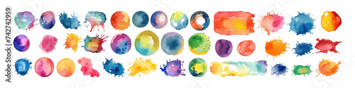 Watercolor splash set. Abstract color spot.