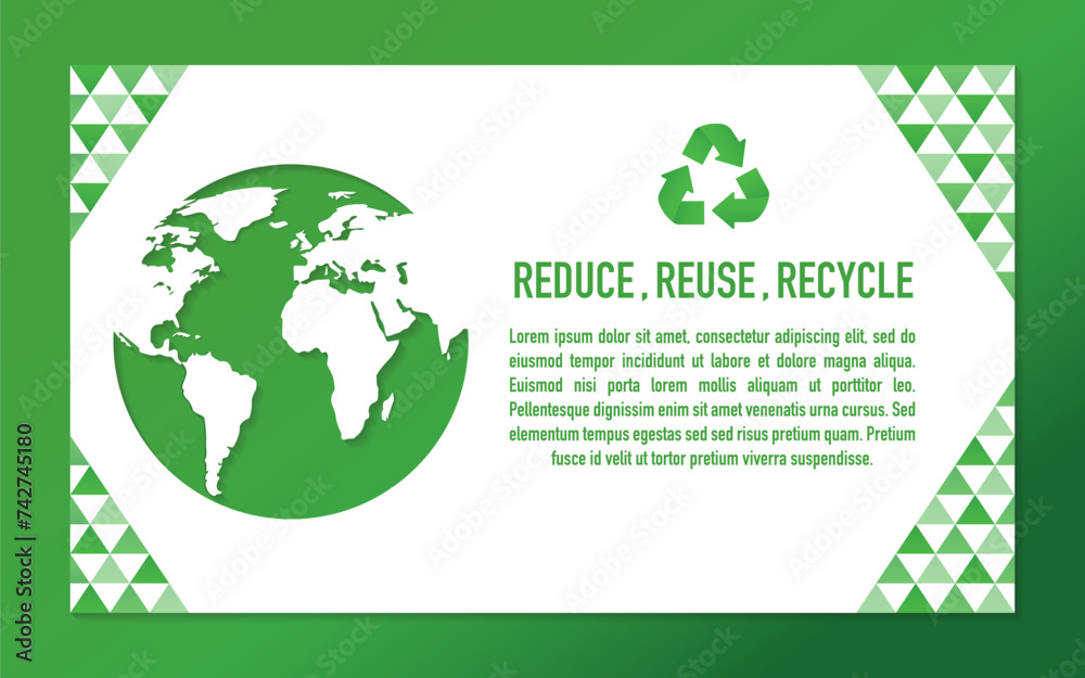 Concept banner, geometric abstract pattern design, reduce, reuse ...