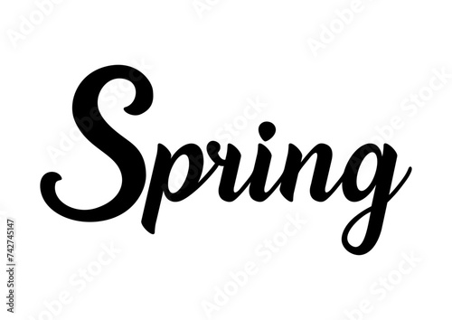 Calligraphy word Spring inscription in black letters.