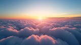 Breathtaking view from above the clouds at dusk, highlighting the beauty of the sky during the evening hours.