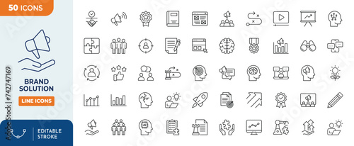 Brand solution Line editable icons set. Editable stroke. Vector illustration	