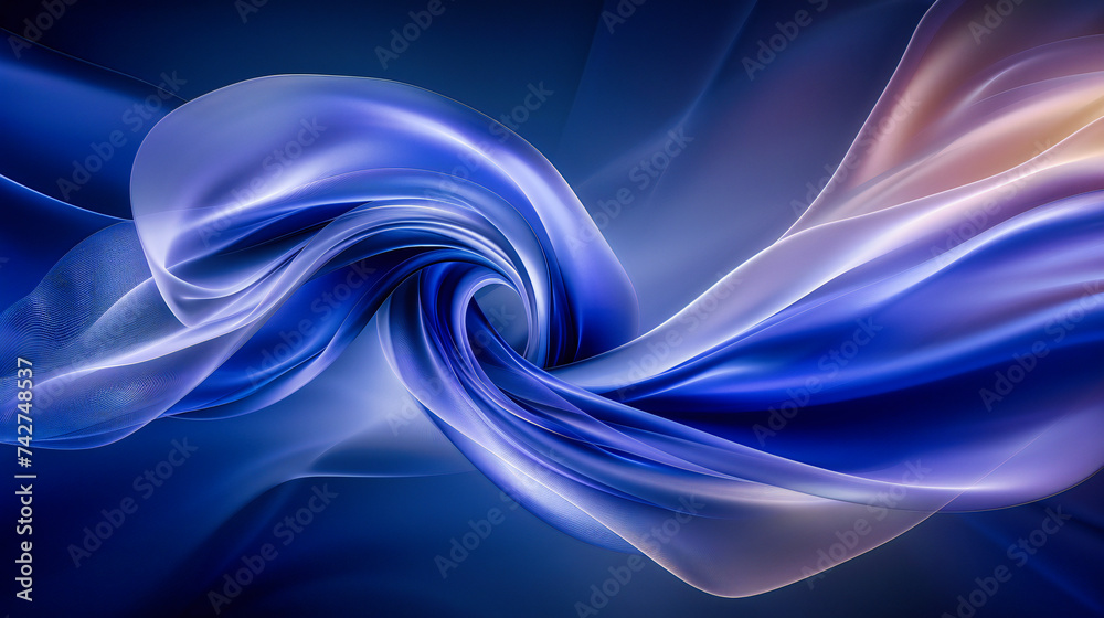 Naklejka premium Digital Wave: Smooth Blue and Purple Lines in a Dark Background, Symbolizing Flow and Motion