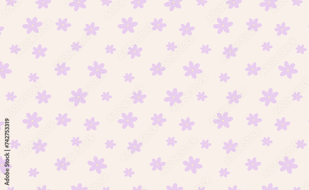 seamless purple flower background in beige