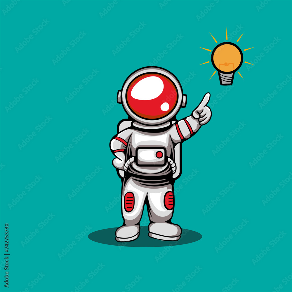 Vector cute astronaut getting idea science technology illustration